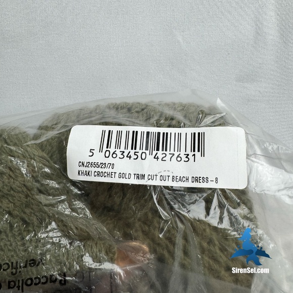 1101 NWT PrettyLittleThing Cut Out Crochet Beach Dress - Size 4 - Green - Picture 7 of 9